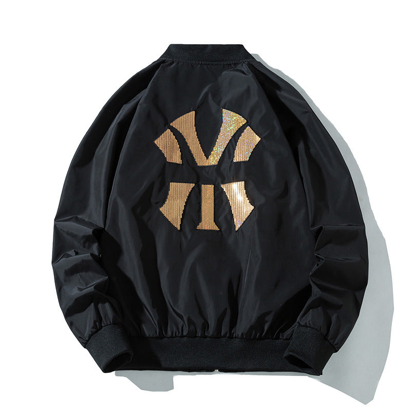 New York NYC Varsity Jacket Pilot Coat Stand Collar Baseball Uniform