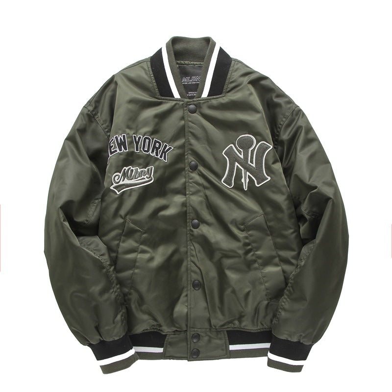 Yankee Letterman Jacket Outfit Senior Jackets Varsity Baseball College Coat Mlbny Jacket Spring Coat Army Green Quilted