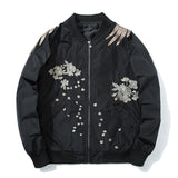 Varsity Jacket Embroidered Jacket Men's Ukiyo-E Phoenix Embroidery Baseball Uniform Jacket MA-1 Jacket