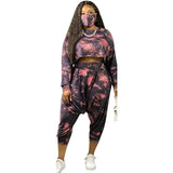 Women Plus Size Co-Ords Sweatshirt Tie-Dye Printing Loose Fashion Casual Two-Piece Set