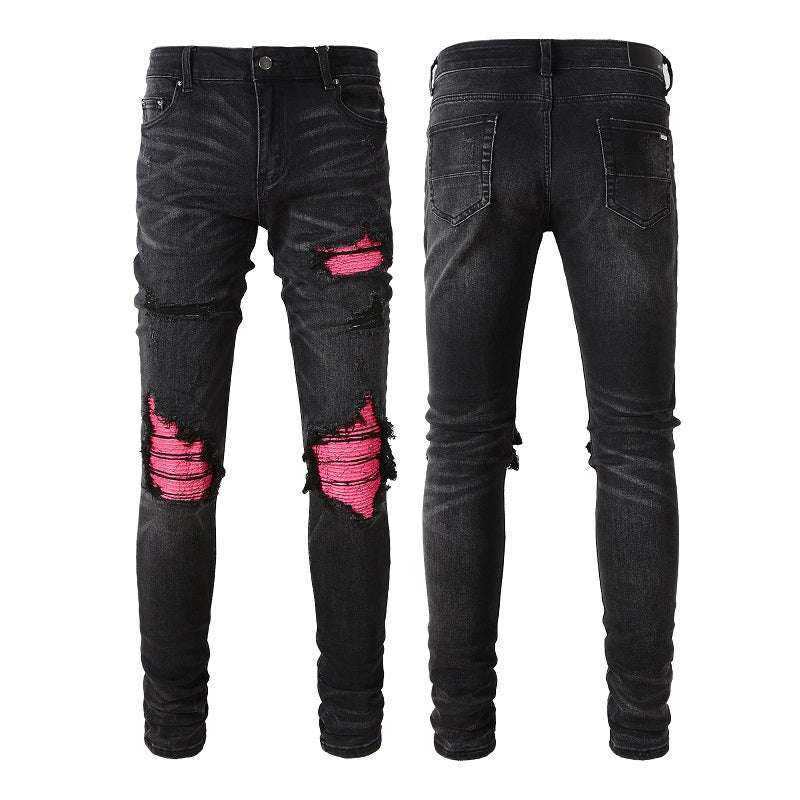 Amiri Jeans Casual Hip Hop Wash Splash-Ink Painted Slim Jeans Casual Fashionable 8806