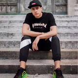 Thrasher T Shirt Summer Carbon Fire Burning Flame Limited Printed T-shirt round Neck Loose Couple