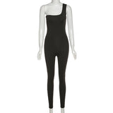 Summer Fashion Sexy off-the-Shoulder Hip Raise Skinny Sports Jumpsuit