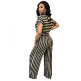 Women Plus Size Jumpsuits Striped Printed Knitted Jumpsuit