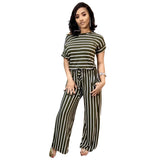 Women Plus Size Jumpsuits Striped Printed Knitted Jumpsuit