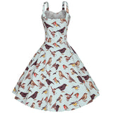 Vintage Empire Waist Dress Vintage Elegant Girdle Printed Sling Large Swing Tuxedo Dress