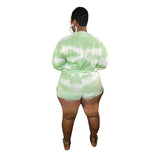 Women Plus Size Co-Ords Tie-Dye Printed Top Shorts Fashion Casual Two-Piece Suit