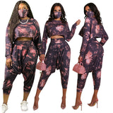 Women Plus Size Co-Ords Sweatshirt Tie-Dye Printing Loose Fashion Casual Two-Piece Set