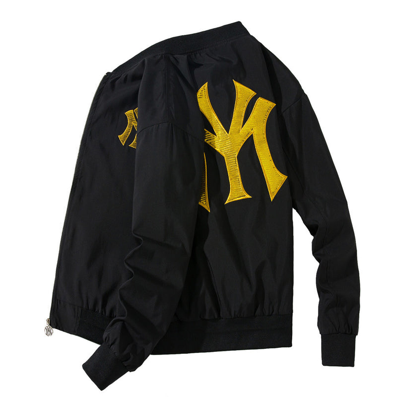New York NYC Varsity Jacket Baseball Uniform Sequin Embroidery