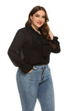 Women Plus Size Tops Long Sleeve Solid Color Blouse