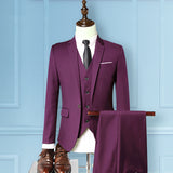 Seersucker Suit Men's Groom Wedding Suit Men's Three-Piece Suit