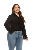 Women Plus Size Tops Long Sleeve Solid Color Blouse