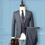 Seersucker Suit Men's Groom Wedding Suit Men's Three-Piece Suit