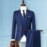 Seersucker Suit Men's Groom Wedding Suit Men's Three-Piece Suit