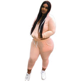 Women Plus Size Co-Ords Solid Color Sports Hoodie Two-Piece Set