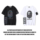 Shark Print T Shirt Summer Reflective Color T-shirt Short Sleeve
