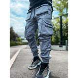 Cargo Pants Men's Pants Solid Color Casual Sweatpants Multi-Pocket Overalls Loose Straight Outdoor Personality Trousers Ankle-Tied Pants Men