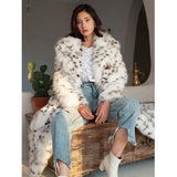 Women Dalmatian Coat Fur Imitation Fox Fur Black Dot Leopard Print Winter Loose