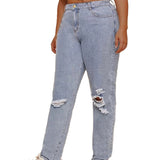 Women Plus Size Jeans Ripped Denim Pants