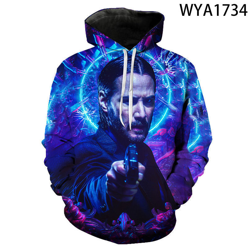 John Wick Keanu Hoodie 3D Printed John Wick3 Hooded Fashion Sweater