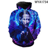 John Wick Keanu Hoodie 3D Printed John Wick3 Hooded Fashion Sweater