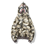 Shark Print Hoodie Autumn and Winter Sweater Fleece-Lined Men's and Women's Coats Zip Hoodie plus Size Men's Clothing