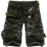 Tactics Style Men Short Tooling Multi-Pocket Loose Cargo Shorts Leopard Camouflage Tooling