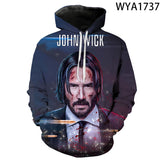 John Wick Keanu Hoodie 3D Printed John Wick3 Hooded Fashion Sweater