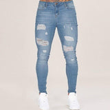 J Shaped Jeans New Ripped Tight-Fit Slim-Fit Figure Flattering Skinny Pants Men's Jeans