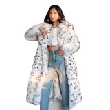 Women Dalmatian Coat Fur Imitation Fox Fur Black Dot Leopard Print Winter Loose