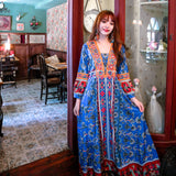 Beth Dutton Bohemian Winter Dress Midi Dresses Embroidered Ethnic Print Slim Fit Large Swing Dress