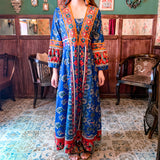Beth Dutton Bohemian Winter Dress Midi Dresses Embroidered Ethnic Print Slim Fit Large Swing Dress
