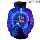 John Wick Keanu Hoodie 3D Printed John Wick3 Hooded Fashion Sweater