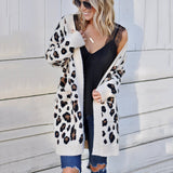 Women Sherpa Jacket Autumn Winter Sweater Fashion Three-Color Leopard-Print Sweater Cardigan