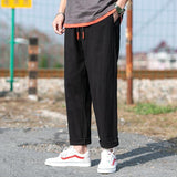 Linen Pants Straight Leg Pants Drawstring Lightweight Elastic Beach Pants Summer Men's Pants Straight Casual
