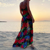 Women Summer Dresses Midaxi Dress  Sexy Print Backless Long Dress Dress