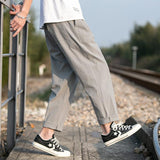Linen Pants Straight Leg Pants Drawstring Lightweight Elastic Beach Pants Summer Men's Pants Straight Casual