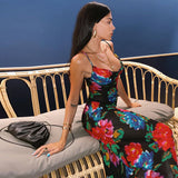 Women Summer Dresses Midaxi Dress  Sexy Print Backless Long Dress Dress