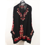 Women Dresses Autumn Embroidered Dress Cotton Linen Long Sleeve Dress Short Skirt