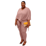 Women Plus Size Co-Ords Loose Fashion Casual Two-Piece Set