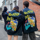 Spray Painted Jacket Spring and Autumn Graffiti Jacket Denim Jacket Coat Women