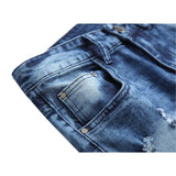 J Shaped Jeans New Men 'S Jeans Motorcycle Slim Straight Knee Ripped Stretch