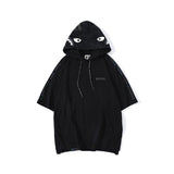 Shark Print T Shirt Camouflage Reflective Hooded Pullover Short Sleeve T-shirt