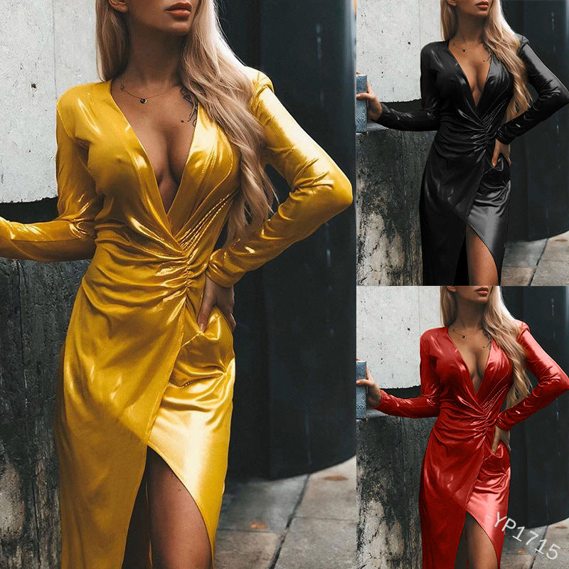 Dakota Johnson Red Mini Dress Deep V Split Gift Leather Skirt