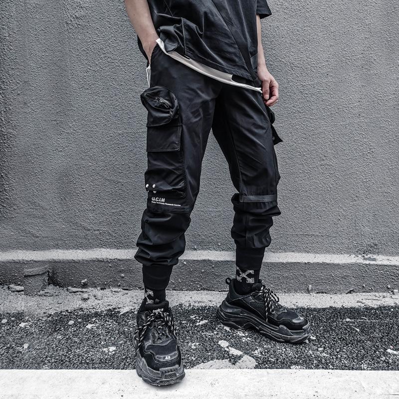 Men's plus Size Retro Sports Hip-Hop Ankle-Tied Pants Street Trend Multi-Pocket Cargo Pants Men Pants