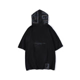 Shark Print T Shirt Camouflage Reflective Hooded Pullover Short Sleeve T-shirt