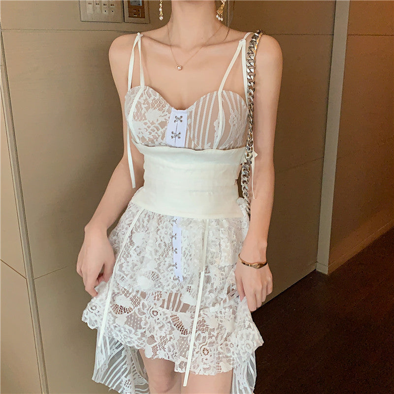 Mariah Carey See through Dress Lace Strap Dress