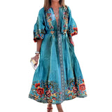 Beth Dutton Bohemian Dress Winter Autumn Midi Dresses Printed Skirt
