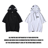 Shark Print T Shirt Camouflage Reflective Hooded Pullover Short Sleeve T-shirt