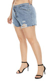 Women Plus Size Jeans Ripped Denim Shorts